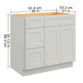 36 In. W X 21 In. D X 34.5 In. H In Shaker Dove Plywood Ready To Assemble Floor Vanity Sink Base Kitchen Cabinet With Left Door Light Gray Plywood