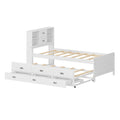 Twin Size Captain Bed With Storage Bookcase Headboard,Captain Bed With Trundle And Three Storage Drawers For Kids Teens Dorm Bedroom Multipurpose Guest Room Or Home, White Box Spring Not Required Twin White Wood Solid Wood Mdf