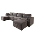 Modern Velvet Modular Sectional Sofa, U Shape Convertible Sofa Set With Pillows, Oversized Sectional Couches With Storage Ottomans For Living Room, Loft, Apartment, Office Dark Gray 6 Seats Gray Wood Primary Living Space Medium Duty Pine 6 Seat Dark Gray