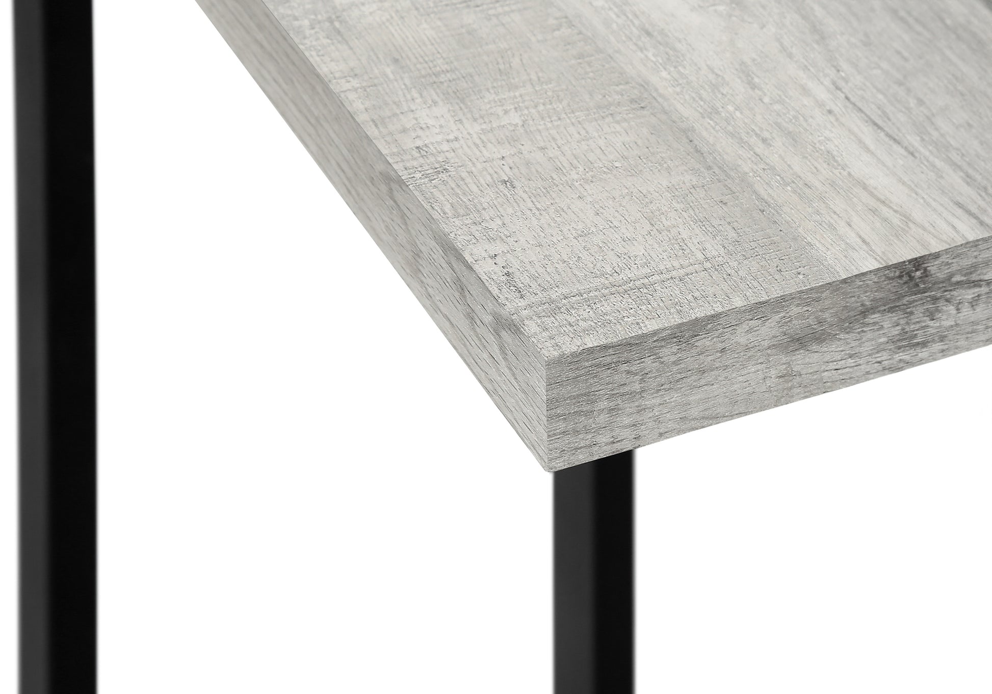 Accent Table, C Shaped, End, Side, Snack, Living Room, Bedroom, Grey Laminate, Black Metal, Contemporary, Modern Grey Mdf