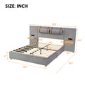 Queen Upholstered Platform Bed, Two Outlets And Usb Charging Ports On Both Sides, Two Bedside Pillows, Storage Shelves, Velvet,Gray Queen Gray Mdf Lvl