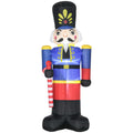 Homcom 8Ft Christmas Inflatables Outdoor Decorations Nutcracker Toy Soldier With Scepter, Blow Up Yard Christmas Decor With Led Lights Display Red Polyester