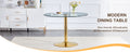 A 39.7 Inch Diameter Glass Top And A Modern, Minimalist Round Dining Table With Gold Metal Legs. Ideal For Dining Rooms, Living Rooms And Meeting Rooms. Model: Dt 1166 Gold Glass Metal