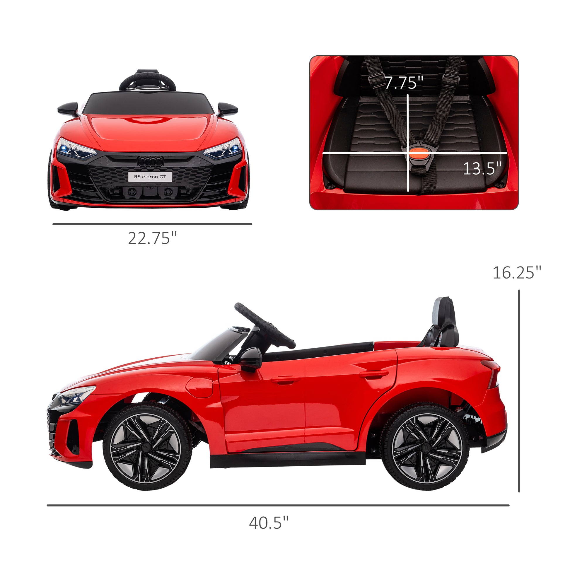 Aosom Kids Ride On Car, 12V Licensed Audi Rs E Tron Gt 3.1 Mph Electric Car For Kids, Ride On Toy For Boys And Girls With Remote Control, 4 Wheels With Suspension, Horn, Music, Lights, Red Red Plastic