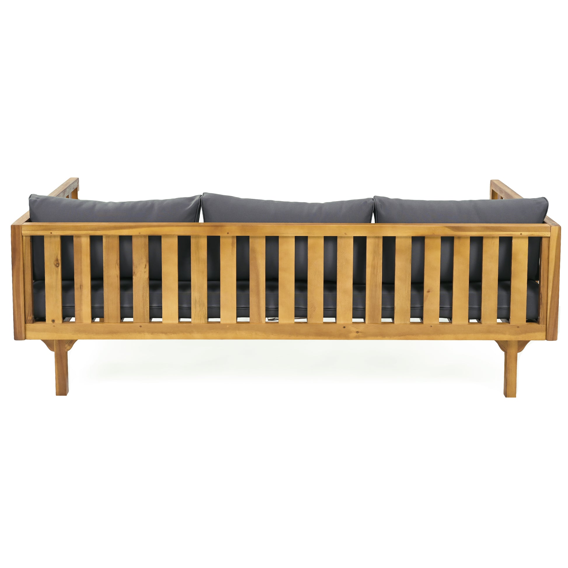 Claremont 3 Seater Daybed Dark Gray Teak Wood Waterproof Fabric