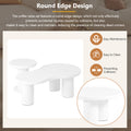 Easy Assembly Nesting Coffee Table Set Of 2, Cream Style Cloud Coffee Table With Round Small Side Table, Irregular Center Table With Thick Legs For Living Room, White, 39.3''X 13.7'', 15.7'' White