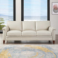 Westcott Leather Sofa Beige Memory Foam Genuine Leather 3 Seat