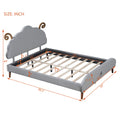 Full Size Upholstered Platform Bed With Sheep Shaped Headboard, Gray Full Gray Plywood
