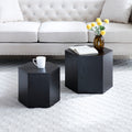 Coffee Tables,Mdf With Ash Oak Walnut Veneer Side Table Coffee Table End Table Nesting Table Set Of 2 For Living Room,Office,Bedroom,Black Oak, 2Colors Black Primary Living Space Modern Coffee & End Tables Mdf