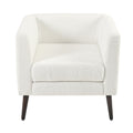 Teddy Fabric Accent Chair, Fabric Armchair Club Chair,Barrel Chair,Upholstered Arm Chair With Solid Wood Legs,Waist Pillow,Padded Single Chair For Living Room Bedroom Study Waiting Room,White White