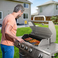 Propane Grill 4 Burner Barbecue Grill Stainless Steel Gas Grill Silver Garden & Outdoor Stainless Steel