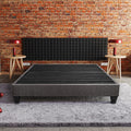 Contemporary 14 In. Platform Mattress Foundation, Twin Size Upholstered Bed Frame Base, Dark Gray Box Spring Not Required Twin Dark Gray Wood Contemporary Bed Frame Polyester Polyester Plywood