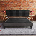 Contemporary 14 In. Platform Mattress Foundation, Cal King Size Upholstered Bed Base, Dark Gray Box Spring Not Required California King Dark Gray Wood Contemporary Bed Frame Polyester Polyester Plywood