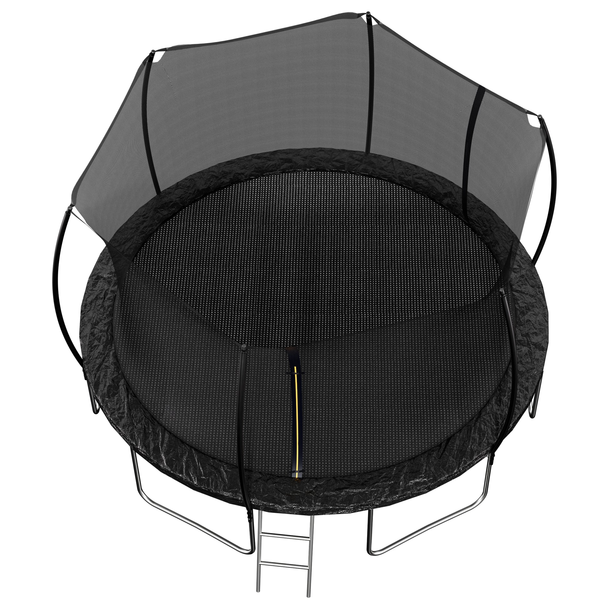14Ft Trampoline Double Side Color Pad Trampoline For Kids And Adults With Enclosure Net And Ladder,Curved Fence Pole Black Steel Steel