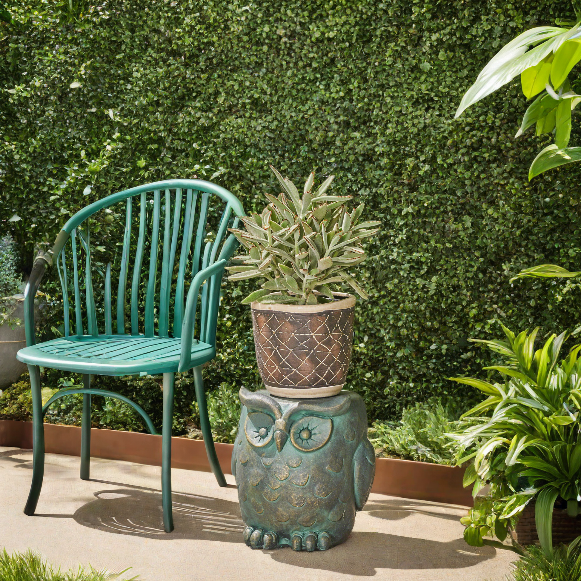 Owl Garden Stool Lots Of Scene Pictures Antique Green Magnesium Oxide