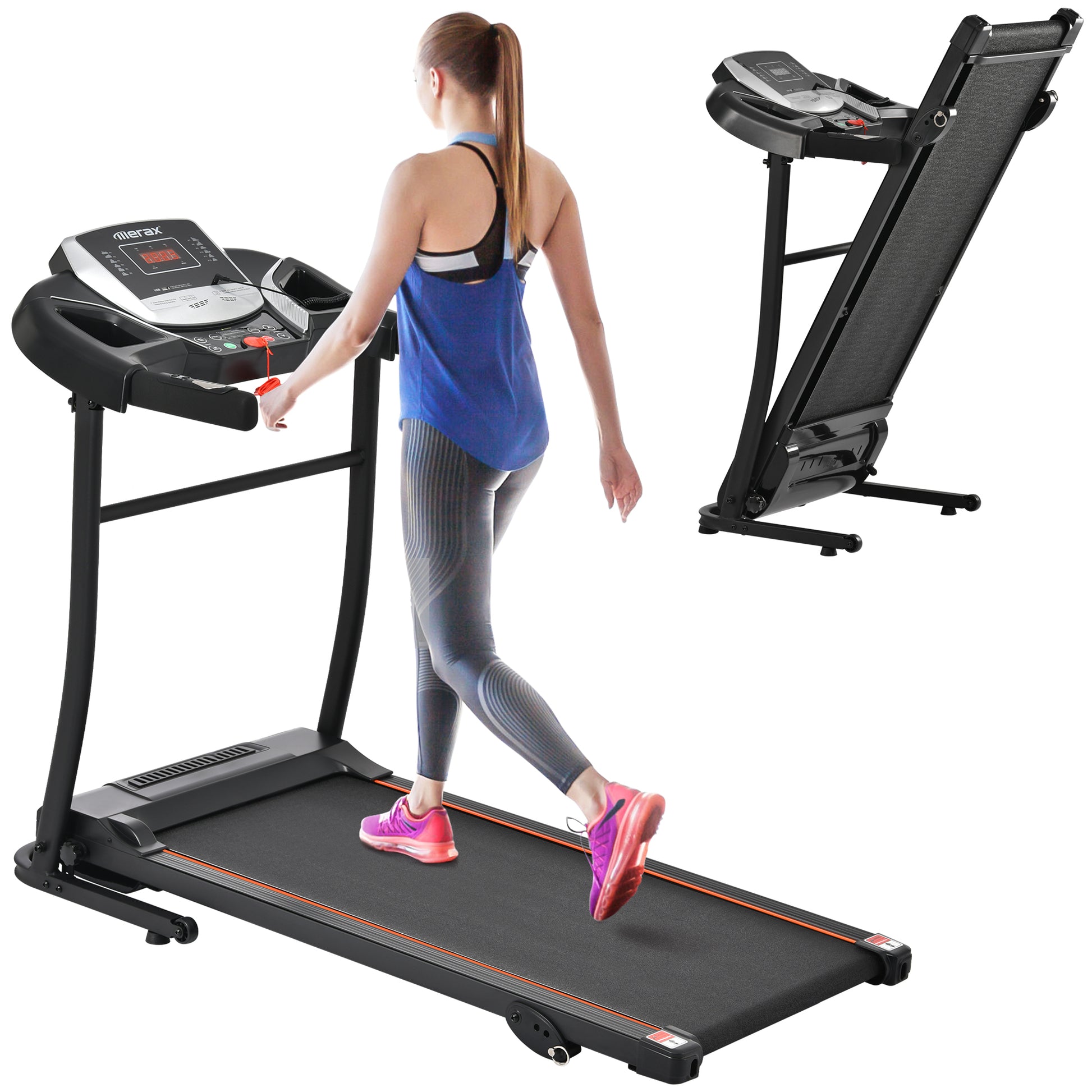 Home Folding Treadmill With Pulse Sensor, 2.5 Hp Quiet Brushless Motor7.5 Mph, 300Lbs Weight Capacity Walking Jogging Machine With 3 Level Incline 12 Preset Programs For Home Gym Indoor Fitness Black And Silver Handheld Foldable Gym Metal