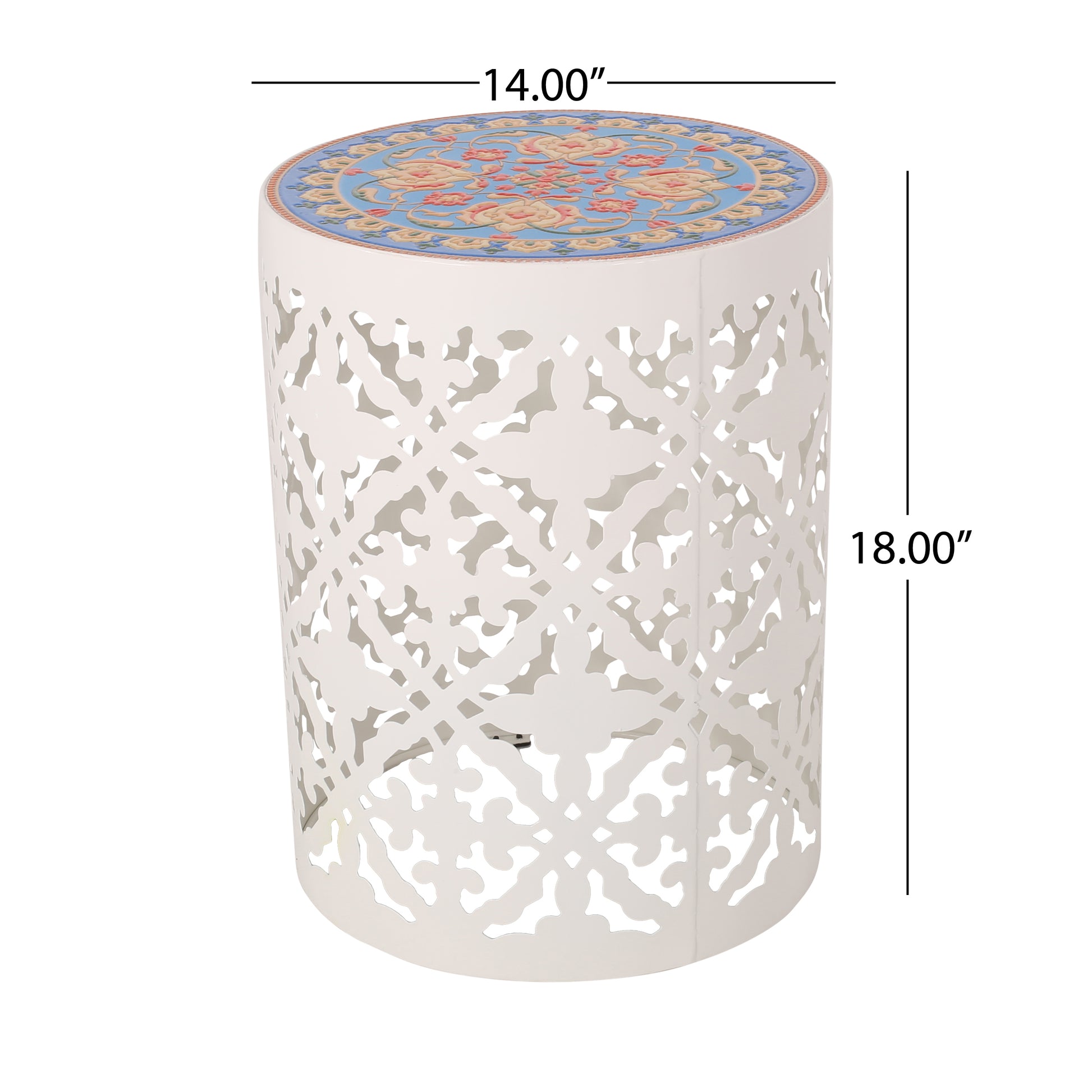 Castana Side Table White Mesh