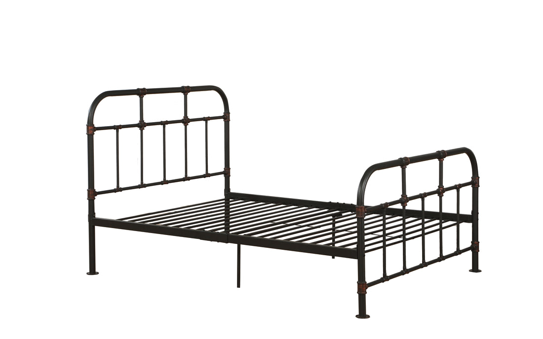 Sandy Grey Full Panel Bed With Slat Box Spring Not Required Full Grey Metal Bedroom Slat Beds Metal