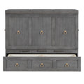 Full Size Murphy Bed With Usb Port And A Large Drawer, Gray Full Gray Solid Wood Mdf