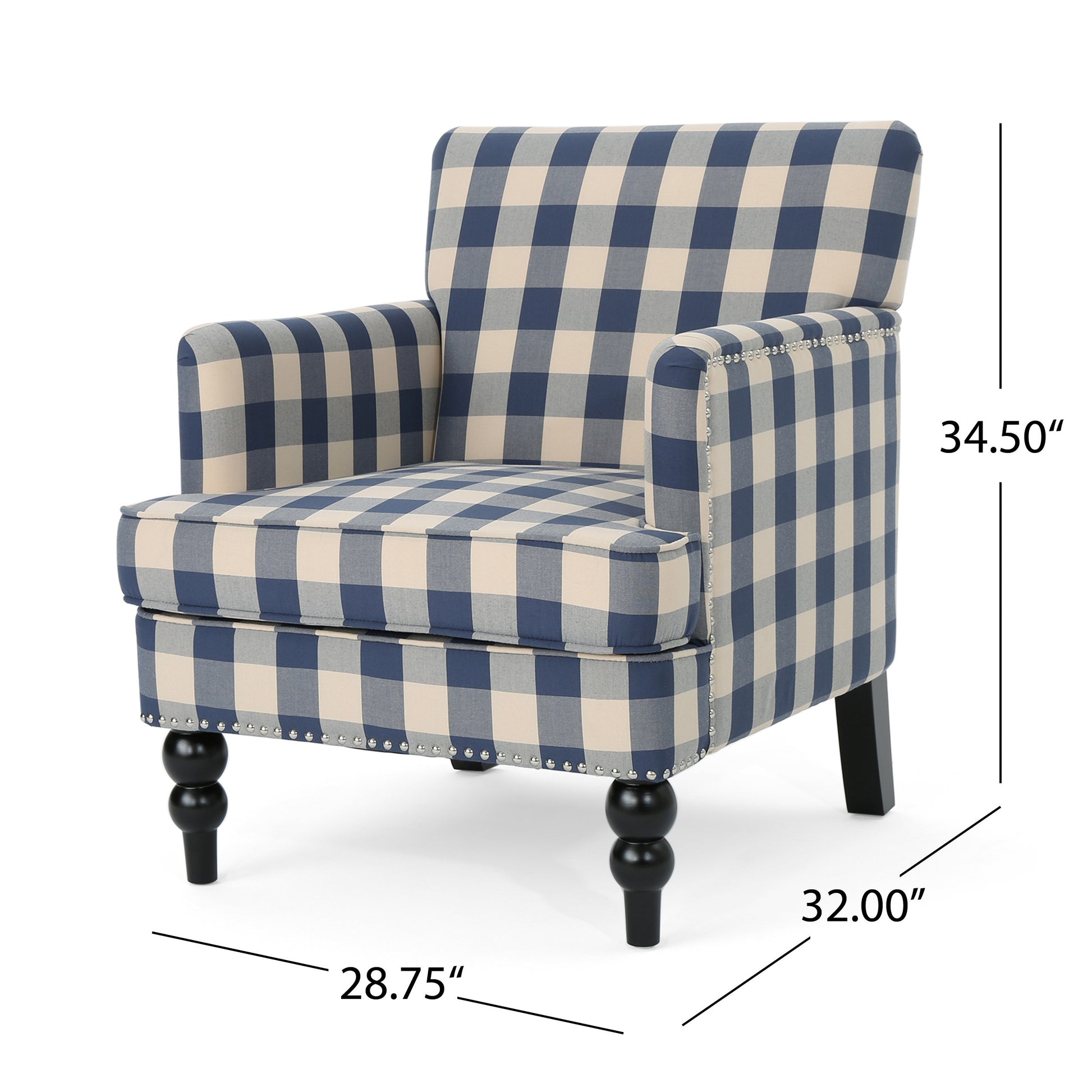 Harrison Tufted Club Chair Blue Fabric