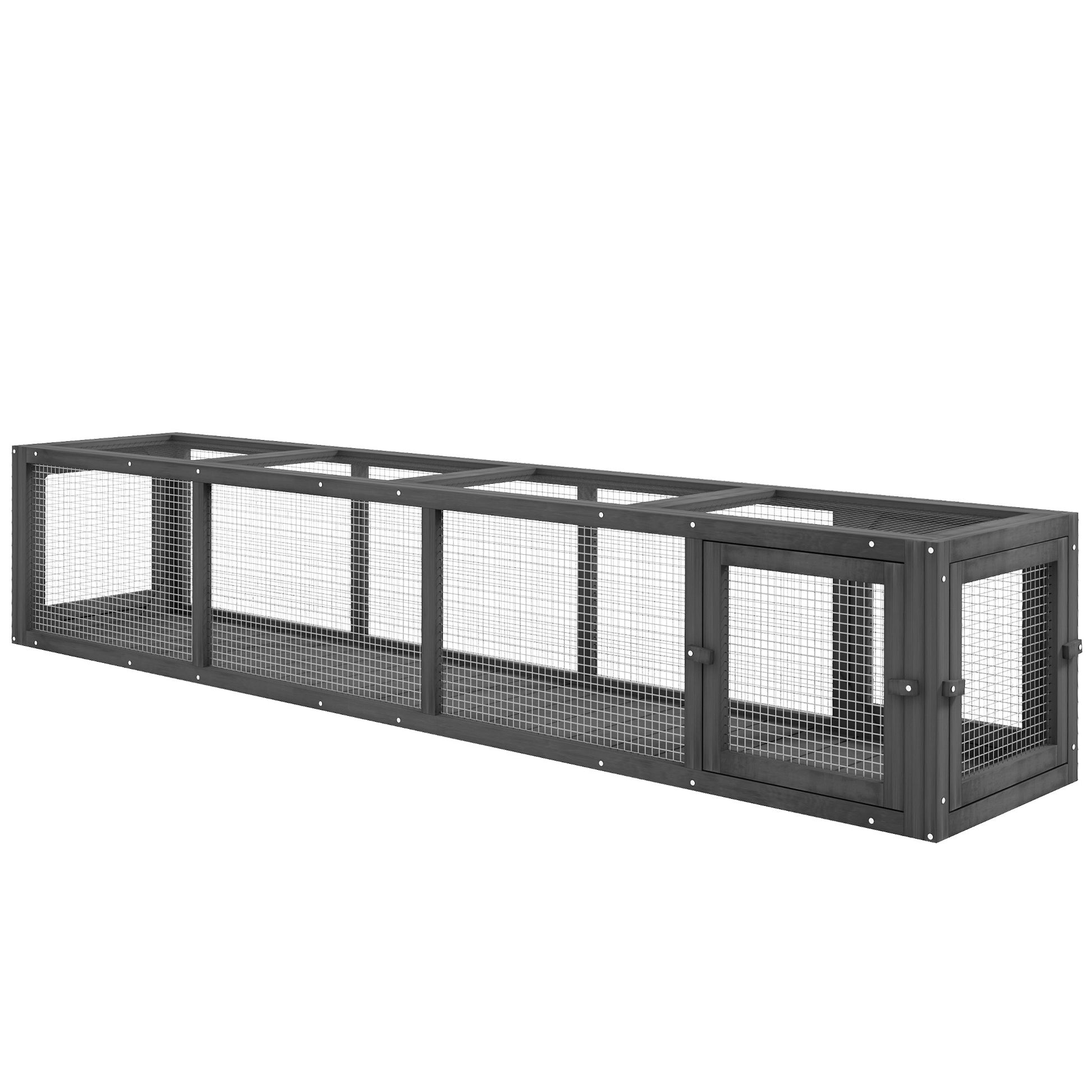 Pawhut Outdoor Cat Tunnel With Extendable Design, 79" L Wooden Cat Run With Weather Protection, Connecting Inside And Outside, For Deck Patios, Balconies, Dark Gray Grey Black Wood