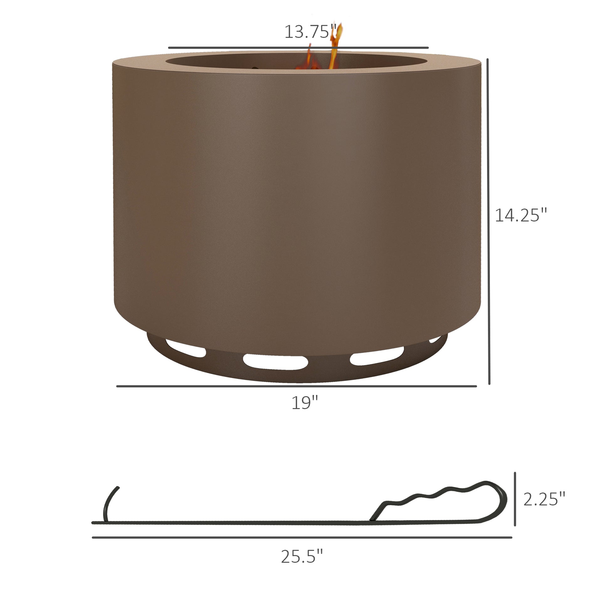 Outsunny Smokeless Fire Pit, 19" Portable Wood Burning Firepit With Poker, Low Smoke Camping Bonfire Stove For Backyard Patio Picnic, Stainless Steel, Bronze Bronze Steel