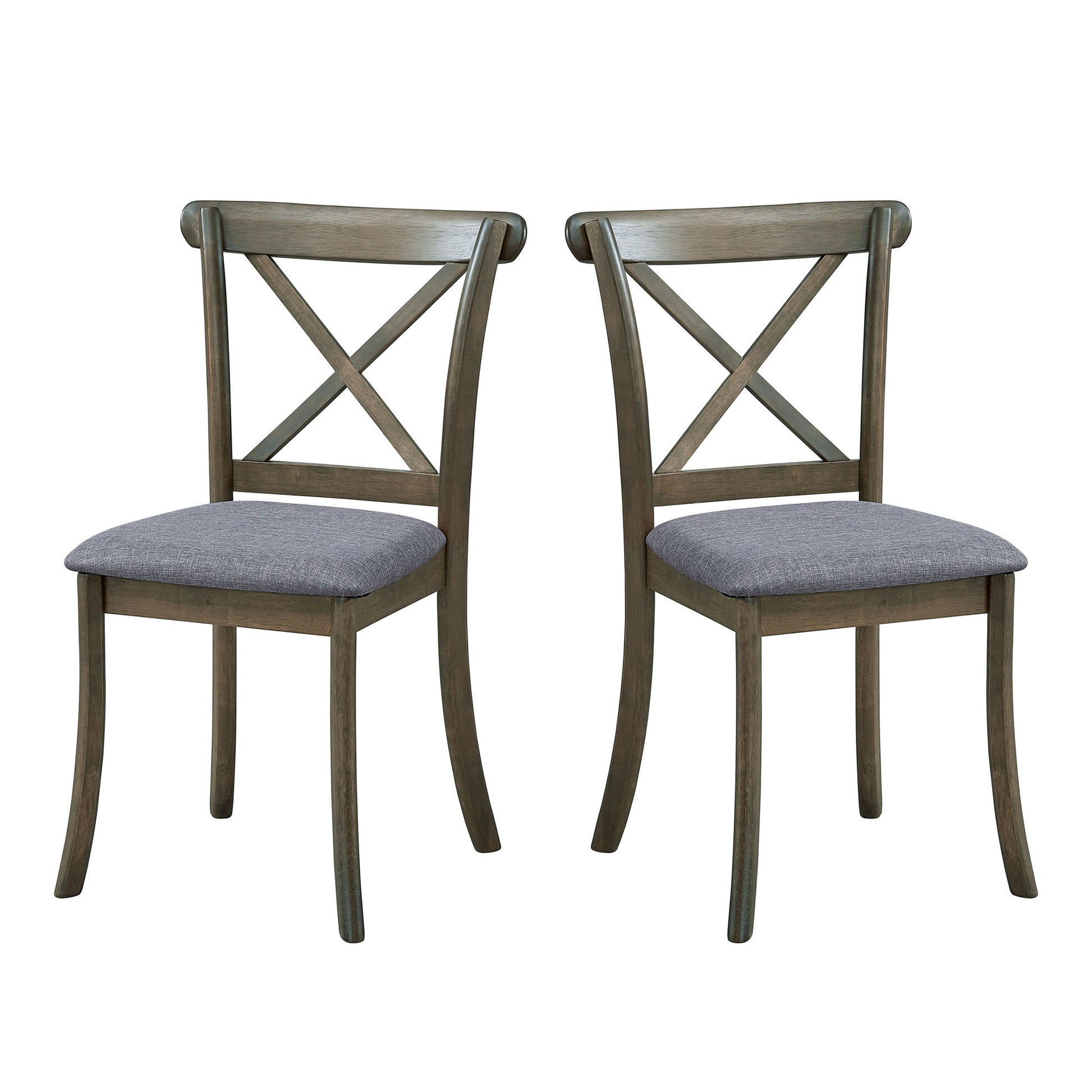 Wooden X Back Dining Chairs Set Of 2, Modern Fabric Upholstered Kitchen Side 2Pc Chairs, Cross Back Rubber Wood Farmhouse Dining Room Chair,Oak Oak Wood