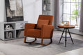 Mid Century Modern Accent Chair With Wood Frame, Upholstered Living Room Chairs With Waist Cushion, Reading Armchair For Bedroom Sunroom Brown Linen