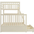 Twin Over Full Bunk Bed With Storage Drawers, Wooden Bunk Bed With Ladder And Safety Guard Rails Cream Full Cream Wood