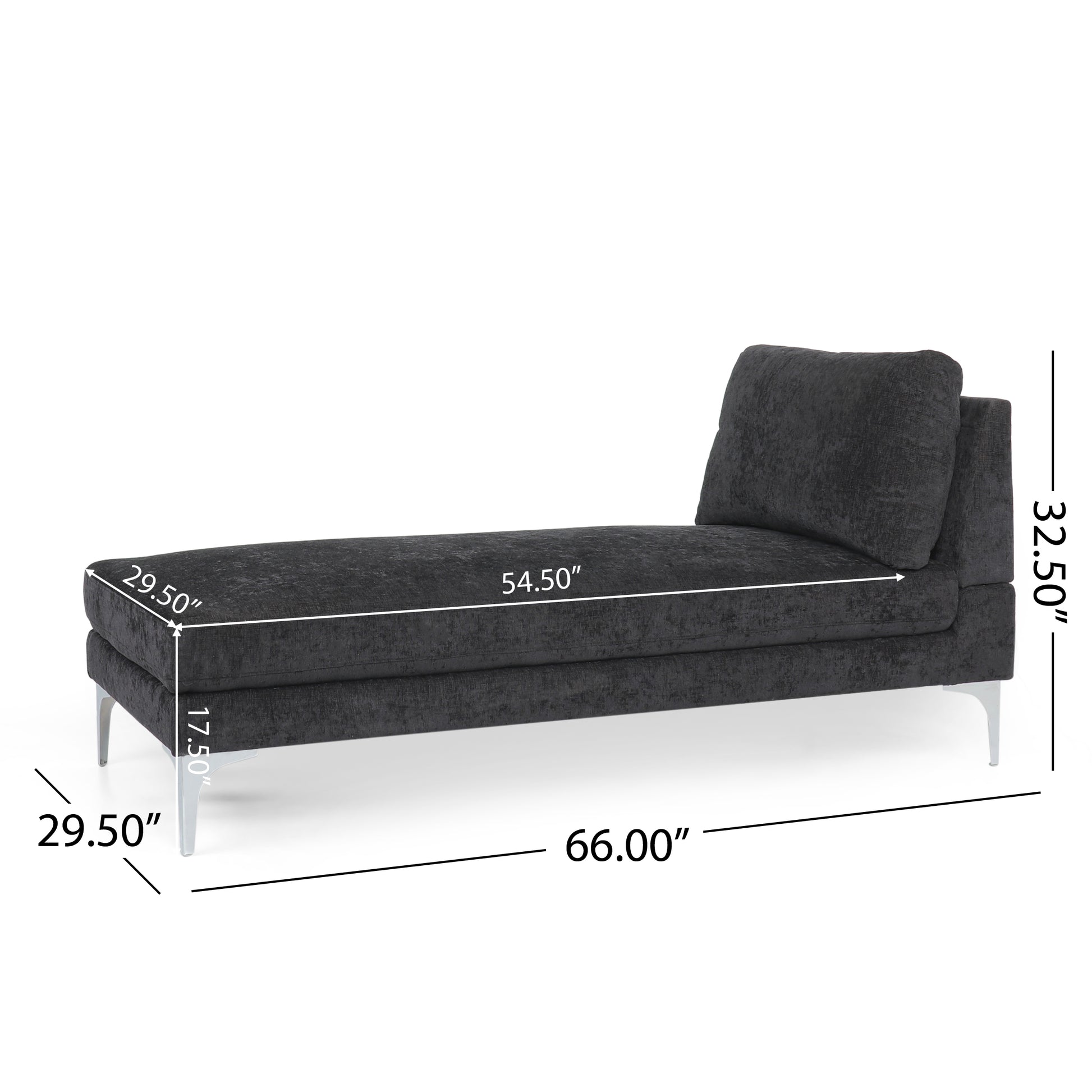 Chaise Lounge Black Fabric 1 Seat