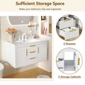36'' Wall Mounted Bathroom Vanity With Resin Sink, Floating Bathroom Storage Cabinet With 2 Drawers, Solid Wood Bathroom Cabinet White Bathroom Modern Mdf
