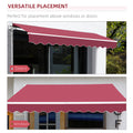 Outsunny 10' X 8' Retractable Awning, Patio Awnings, Sunshade Shelter W Manual Crank Handle, Uv & Water Resistant Fabric And Aluminum Frame For Deck, Balcony, Yard, Wine Red Red Aluminum