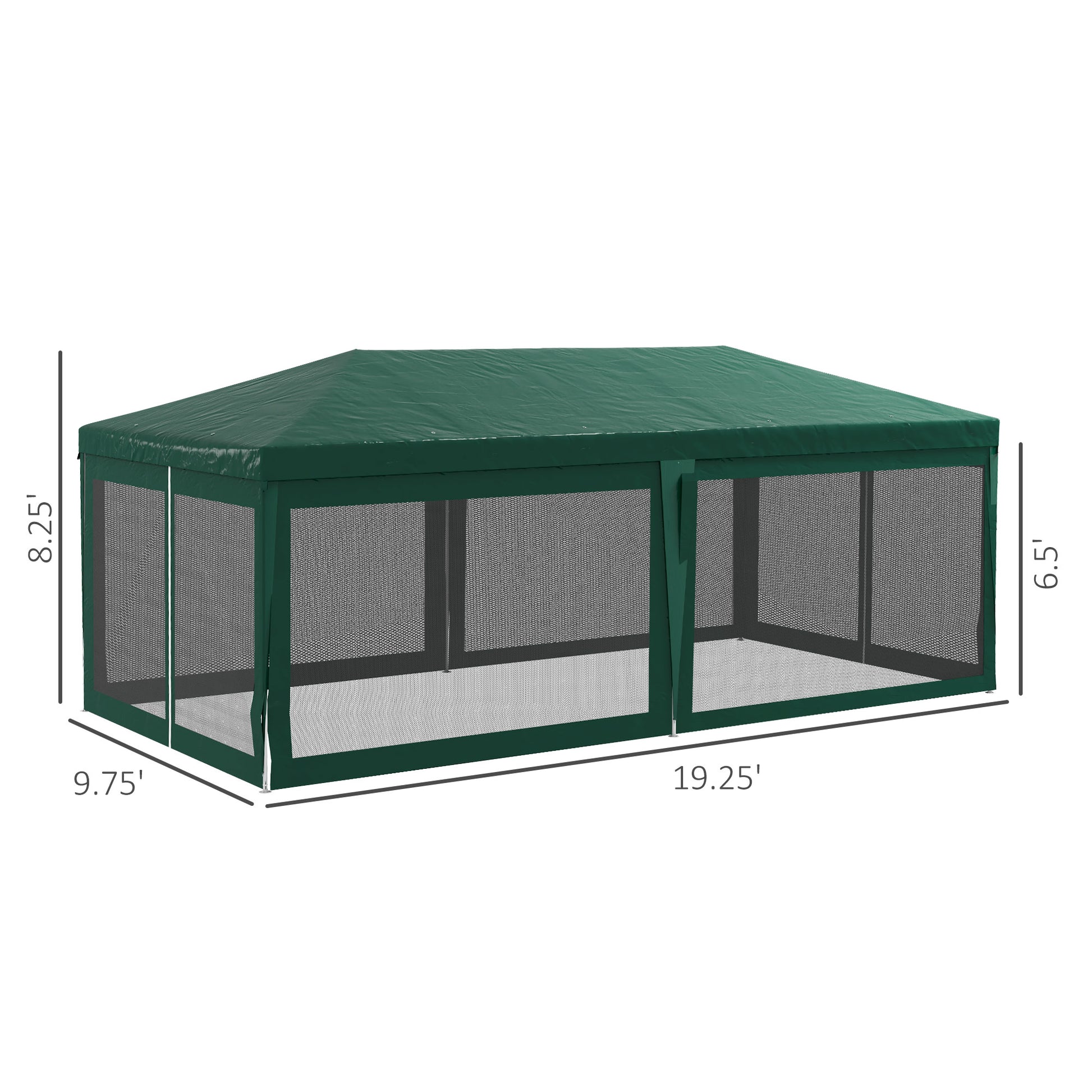 Outsunny 10' X 20' Party Tent, Outdoor Wedding Canopy & Gazebo With 6 Removable Sidewalls, Shade Shelter For Events, Bbqs, Green Green Steel