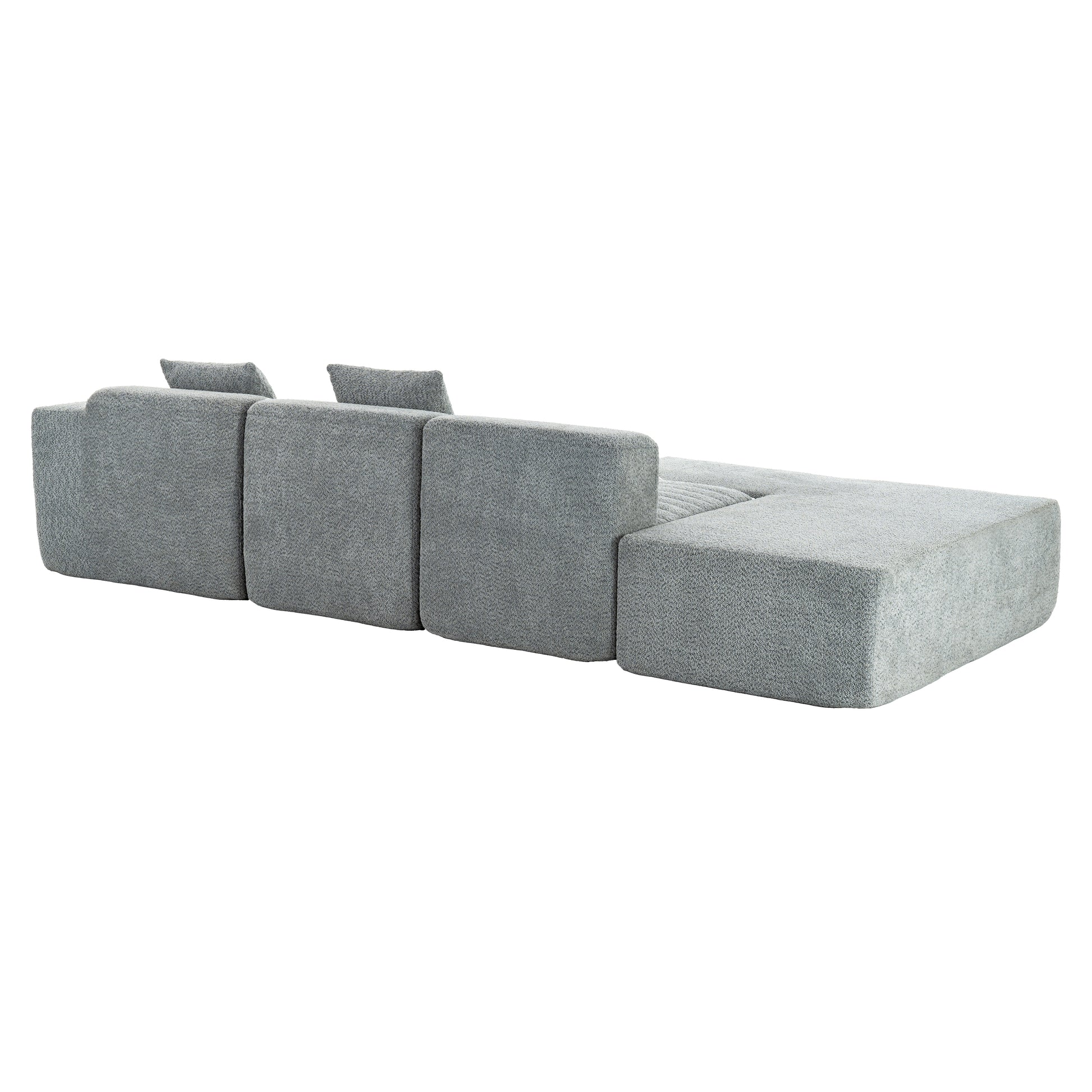 116.5" Sectional Sofa Full Compressed Sofa Couch Free Combined Sofa For Living Room, Grey Grey Foam Polyester 4 Seat