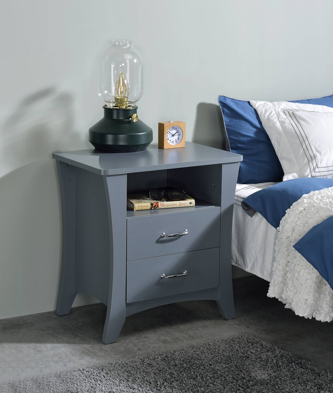 Colt Gray Finish Accent Table Gray Synthetic Wood