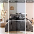 7 Piece Micro Corduroy Comforter Set Grey Queen Grey Polyester
