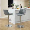 Counter Height Bar Stools Kitchen Island Barstools Adjustable Swivel Counter Stool Bar Height Island Chairs With Back,Set Of 2,Gray Gray Dining Room Modern Bar Stools Set Of 2 Foam Pu Leather