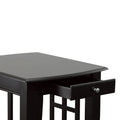 Classic Styling With Ebony Finish Affordable Occasional Tables Bottom Shelves, Elegant Lattice Ends Ebony Solid Wood Mdf