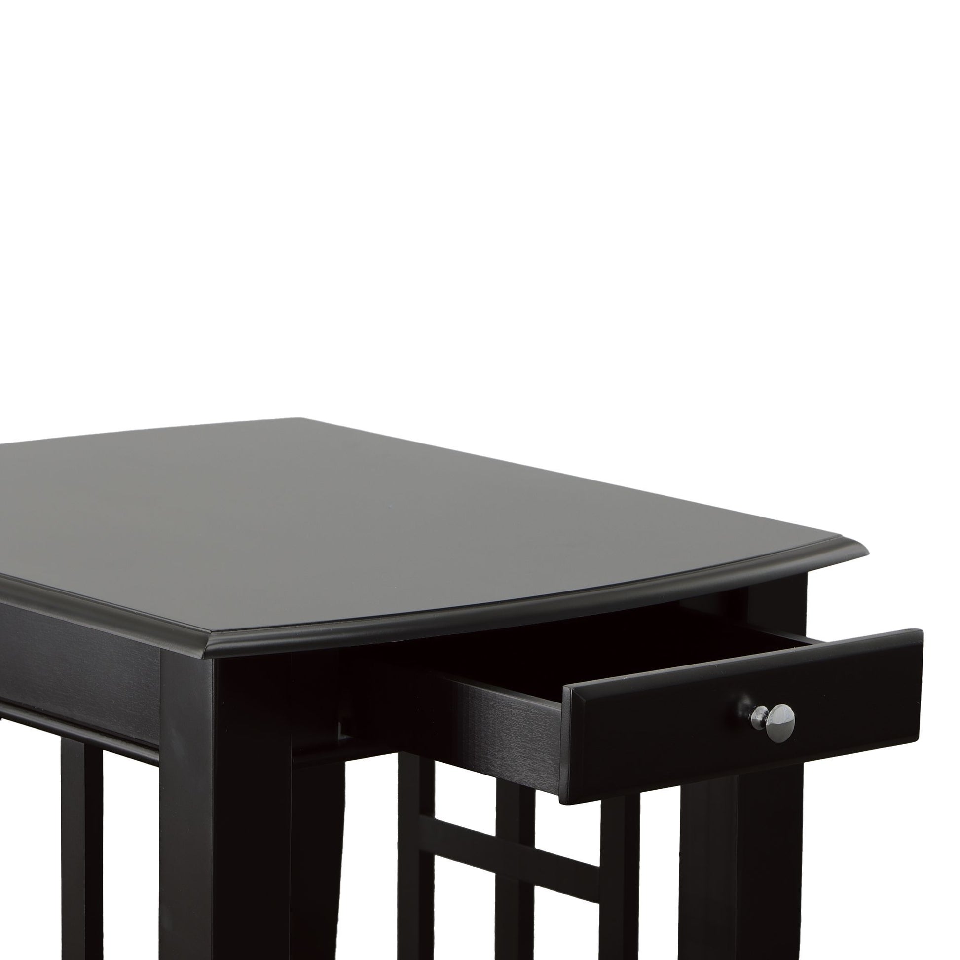 Classic Styling With Ebony Finish Affordable Occasional Tables Bottom Shelves, Elegant Lattice Ends Ebony Solid Wood Mdf