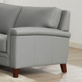 Westcott Leather Sofa Silver Grey Memory Foam Genuine Leather 3 Seat