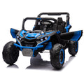 24V Two Seater Kids Ride On Utv W Parents Remote Control,Four Wheel Suspension,Slow Start,Large Wheel Design,Anti Collision Bar,Storage Space,Music,Usb,Bluetooth,Volume Control,Led Lights For Kids 3 . Blue 100 149 Lbs Polypropylene