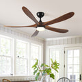 62 Inch Solid Wood With Remote Control With Light Led Modern Dc Dc Motor Indoor Outdoor 5 Blade Ceiling Fan For Patios, Bedrooms And Farmhouses Antique Brown Solid Wood