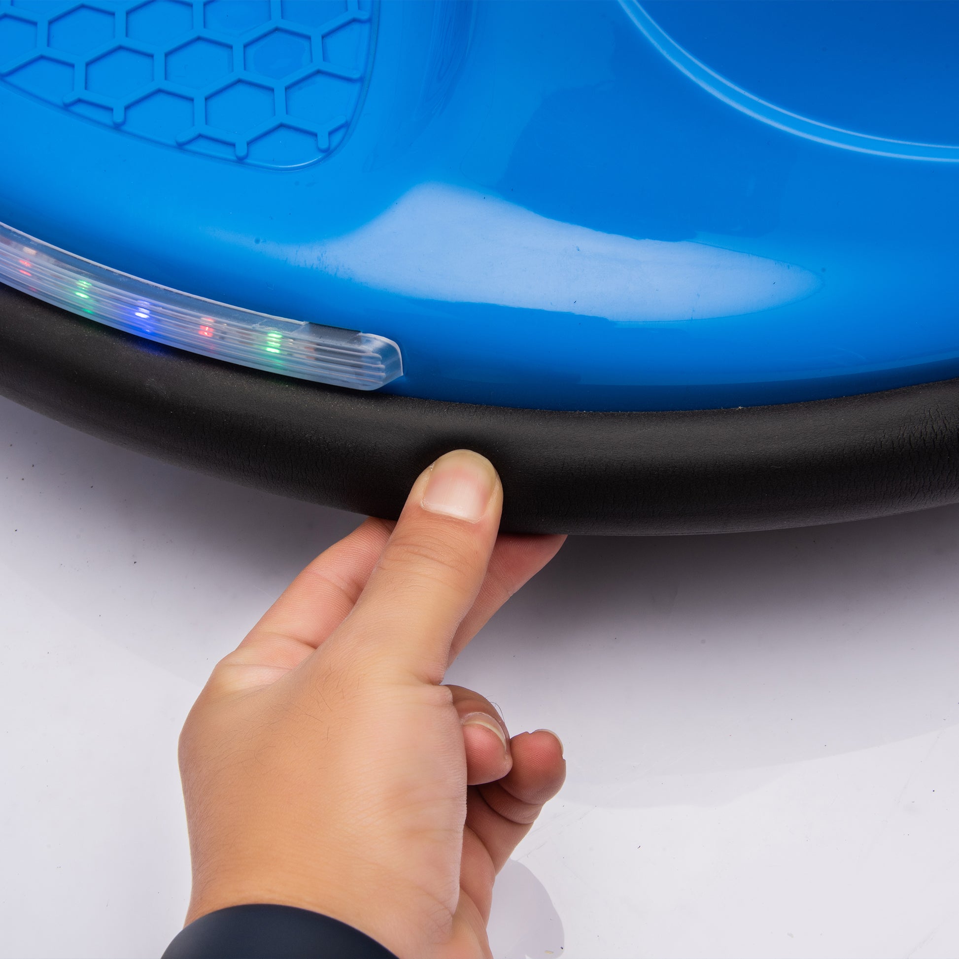 12V Kids Ride On Bumper Car W Parents Control,Rotate 360 Degrees,Two Handed Switch For Direction Control,Bumper Strip,Light Belt,Mp3 Music,Bluetooth,Provide A Speed Of 0.75Mph For Kids Of 2 5 Blue