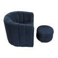 Modern Contemporary Swivel Chair With Ottoman Blue Boucle Fabric Upholstery Solid Wood Living Room Furniture Blue Primary Living Space Contemporary,Modern Plywood,Solid Wood
