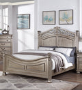 Formal Traditional Antique Silver 1Pc Queen Size Bed Unique Design Headboard Footboard Bedframe Box Spring Required Queen Antique Silver Wood Bedroom American Traditional,Classic,Contemporary,Luxury,Traditional Pine Bed Frame Plywood