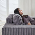 62.5 Inch Corduroy Sponge Sofa Lounge Chair,No Assembly Required,Fluffy Modern Sleeper Chair For Indoor Living Room Bedroom Grey Foam Corduroy 1 Seat