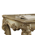 Gold Patina And Bone End Table With Scrolled Leg Gold Primary Living Space Square Solid Wood Mdf