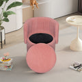 360 Degree Swivel Back Sofa Chair With Storage Space, Suitable For Bedroom And Living Room Pink Pink Boucle