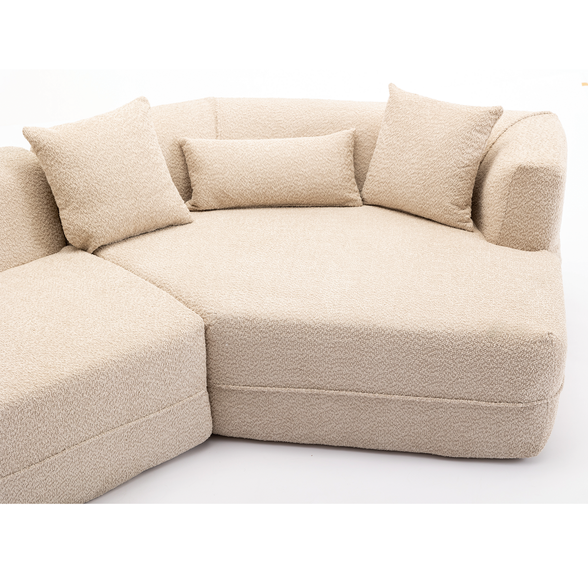 And Upgraded Extended Edition Modular Sofamodern Minimalist Style Sofa, Upholsteredfree Combination, Round Fiber Fabric, Anti Wrinkle Fabric,Dimension Extension,Brown Light Brown Polyester Primary