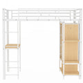 Twin Size Metal Loft Bed With Built In Wardrobe, Desk And Shelves, Black Expected Arrival Time: 9.3 Box Spring Not Required Twin White Metal Mdf Metal